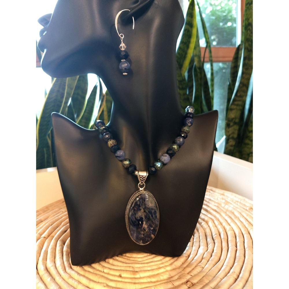 Sterling Silver Sodalite Pendant and Earring Set Great Gift Idea!